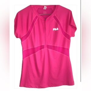 Fila Pink Fitted Short Sleeve Zippered Jersey